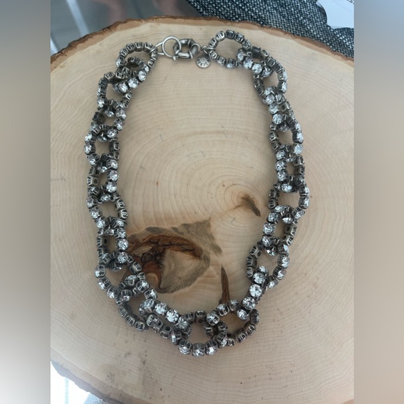 J.Crew Rhinestone Chain Statement Necklace Stretchy - Picture 1 of 2